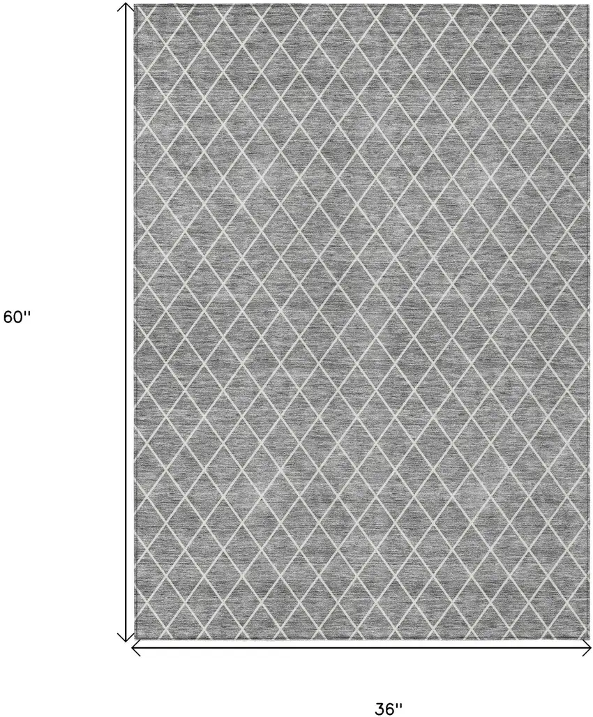 Gray And Ivory Geometric Washable Indoor Outdoor Area Rug Photo 3