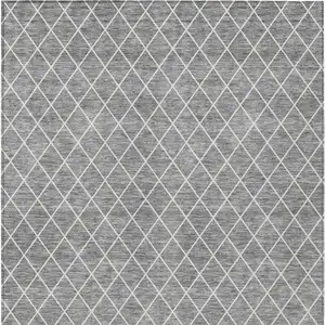 Photo of Gray And Ivory Geometric Washable Indoor Outdoor Area Rug