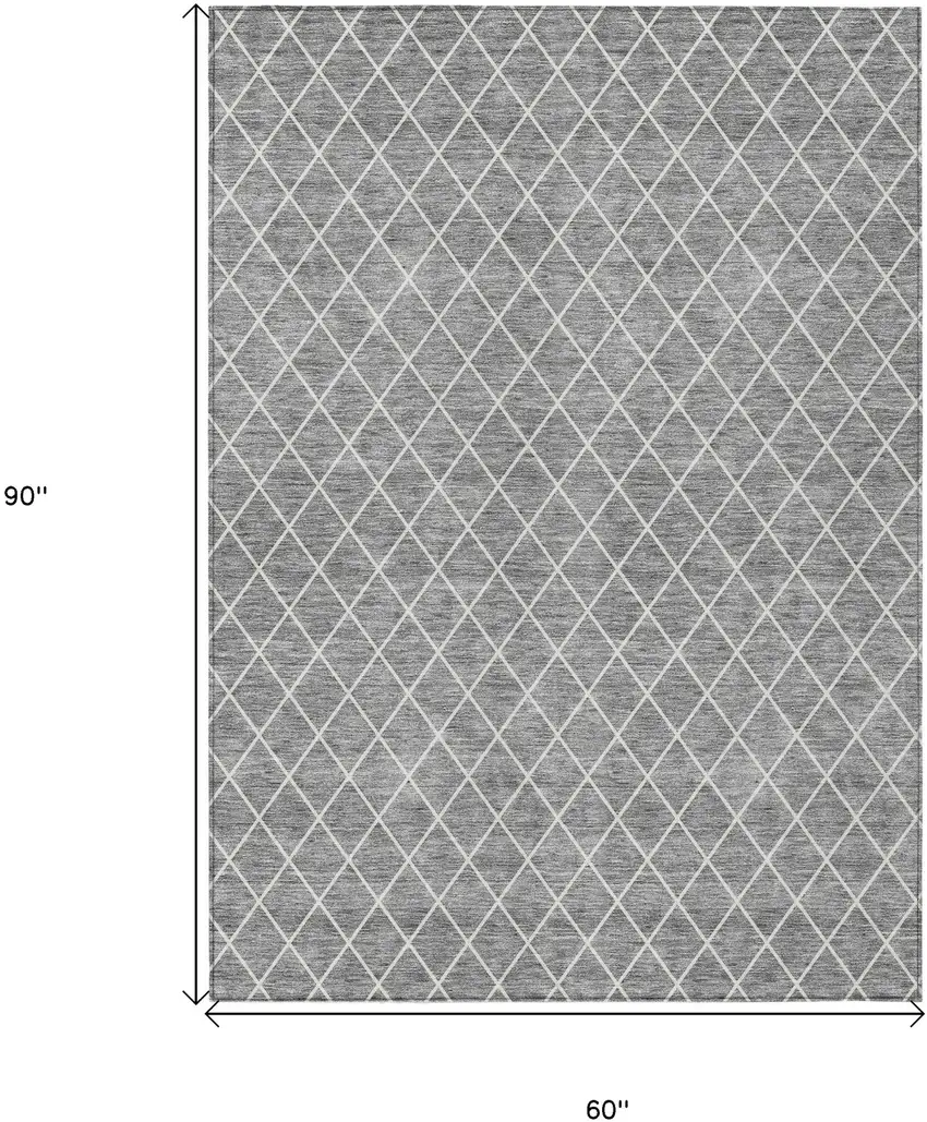 Gray And Ivory Geometric Washable Indoor Outdoor Area Rug Photo 3