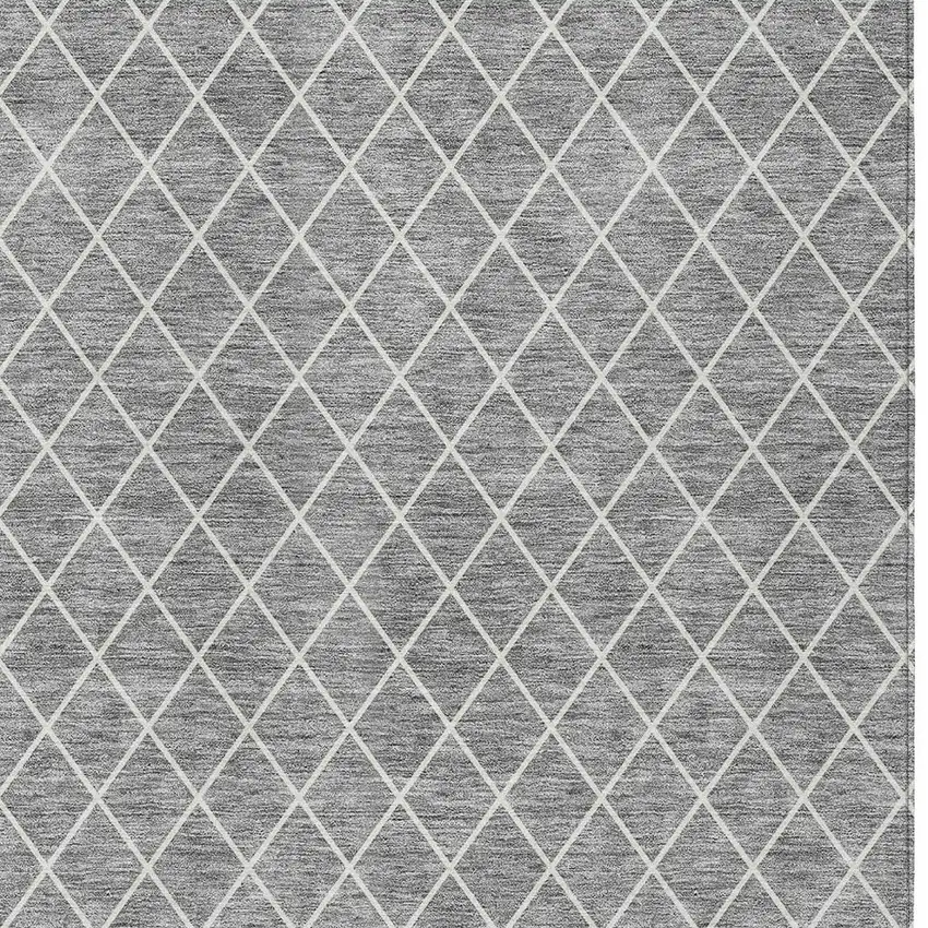 Gray And Ivory Geometric Washable Indoor Outdoor Area Rug Photo 6