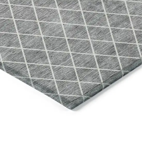 Gray And Ivory Geometric Washable Indoor Outdoor Area Rug Photo 4