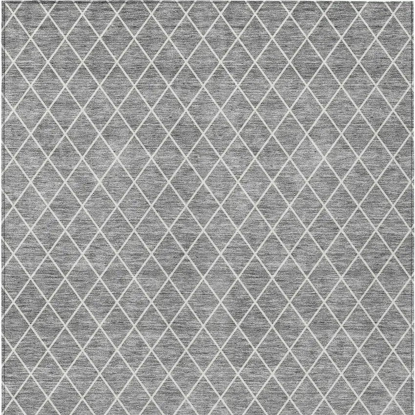 Gray And Ivory Geometric Washable Indoor Outdoor Area Rug Photo 5