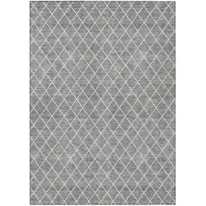 Photo of Gray And Ivory Geometric Washable Indoor Outdoor Area Rug