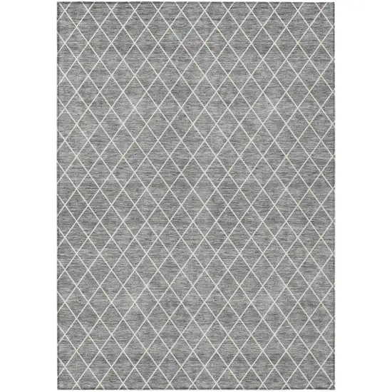 Gray And Ivory Geometric Washable Indoor Outdoor Area Rug Photo 1