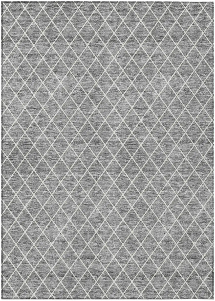 Gray And Ivory Geometric Washable Indoor Outdoor Area Rug Photo 1