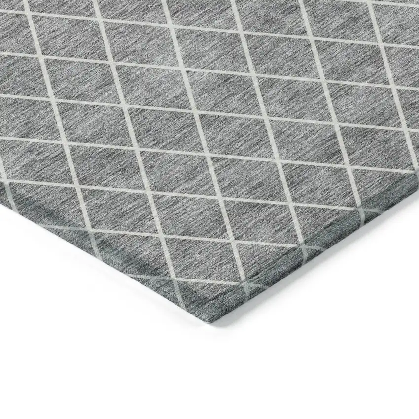 Gray And Ivory Geometric Washable Indoor Outdoor Area Rug Photo 2