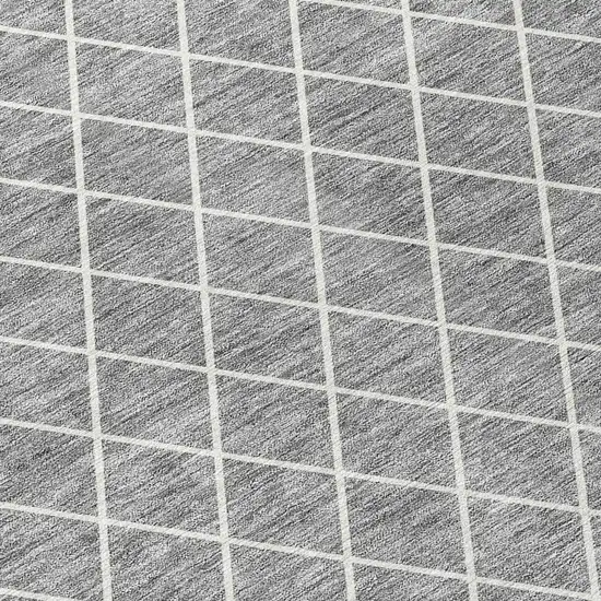Gray And Ivory Geometric Washable Indoor Outdoor Area Rug Photo 3