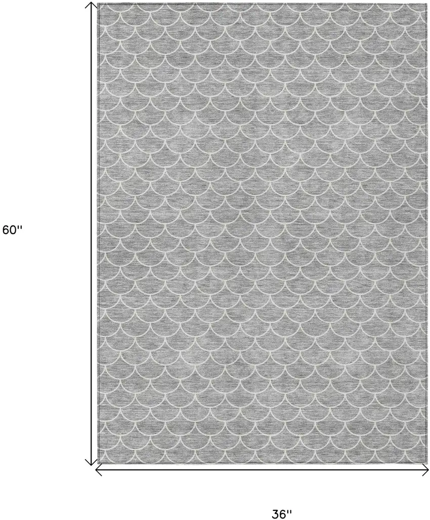 Gray And Ivory Geometric Washable Indoor Outdoor Area Rug Photo 3