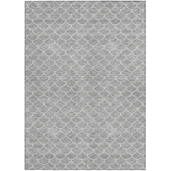 Gray And Ivory Geometric Washable Indoor Outdoor Area Rug Photo 7