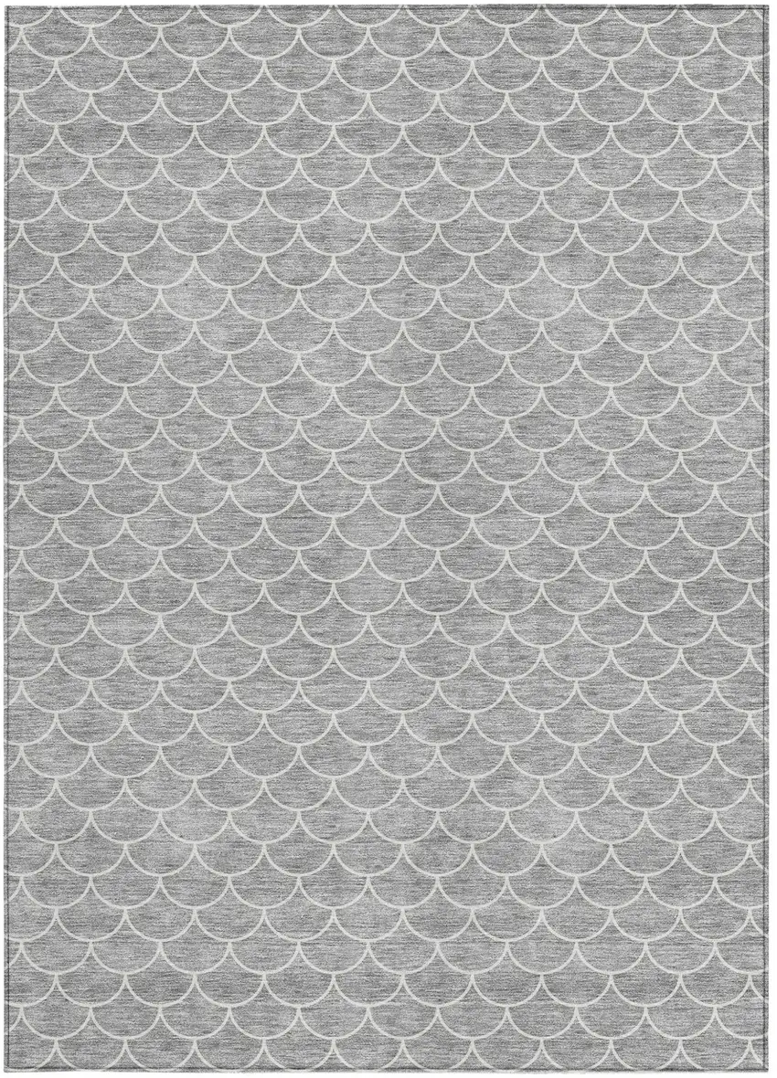 Gray And Ivory Geometric Washable Indoor Outdoor Area Rug Photo 7