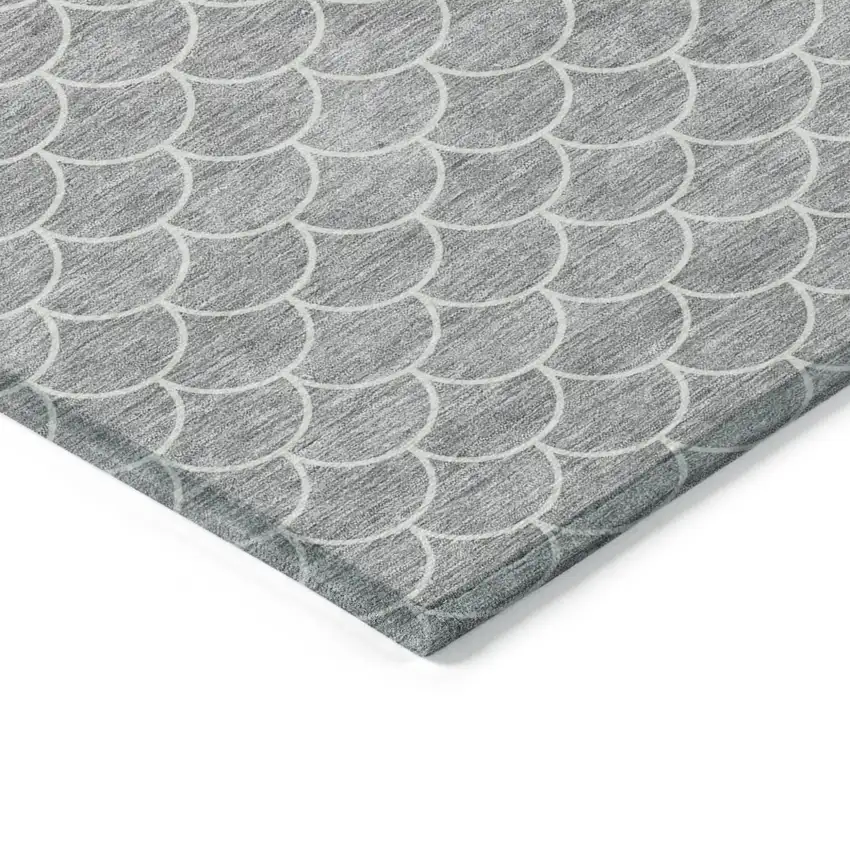 Gray And Ivory Geometric Washable Indoor Outdoor Area Rug Photo 4