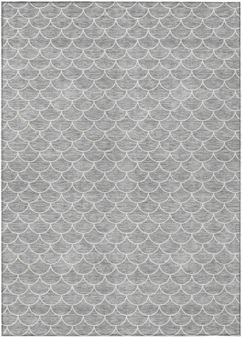 Gray And Ivory Geometric Washable Indoor Outdoor Area Rug Photo 2