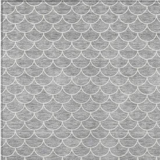Gray And Ivory Geometric Washable Indoor Outdoor Area Rug Photo 6