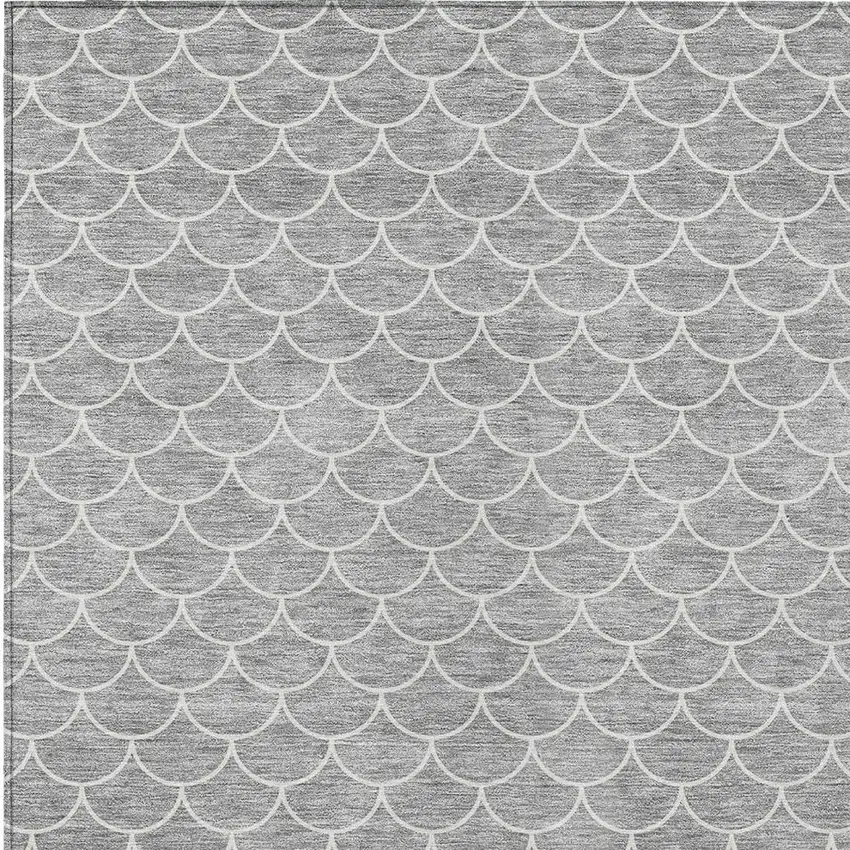 Gray And Ivory Geometric Washable Indoor Outdoor Area Rug Photo 6