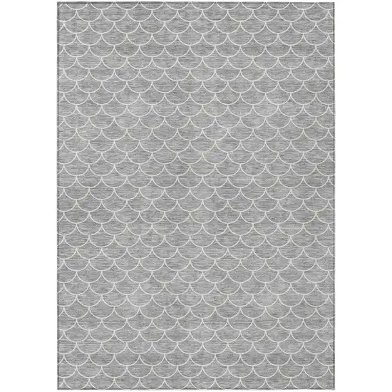 Gray And Ivory Geometric Washable Indoor Outdoor Area Rug Photo 2