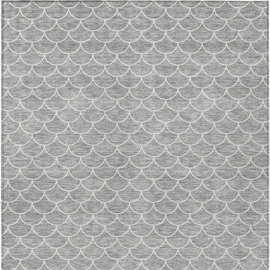 Gray And Ivory Geometric Washable Indoor Outdoor Area Rug Photo 7
