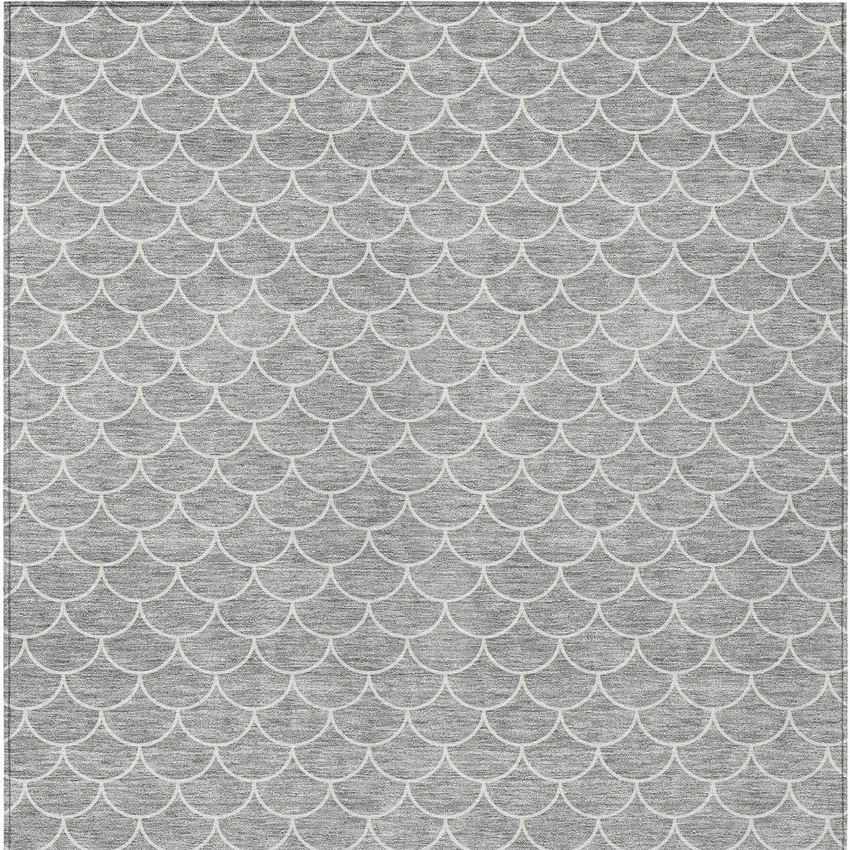 Gray And Ivory Geometric Washable Indoor Outdoor Area Rug Photo 7