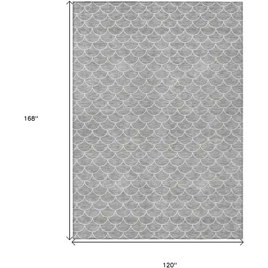 Gray And Ivory Geometric Washable Indoor Outdoor Area Rug Photo 3