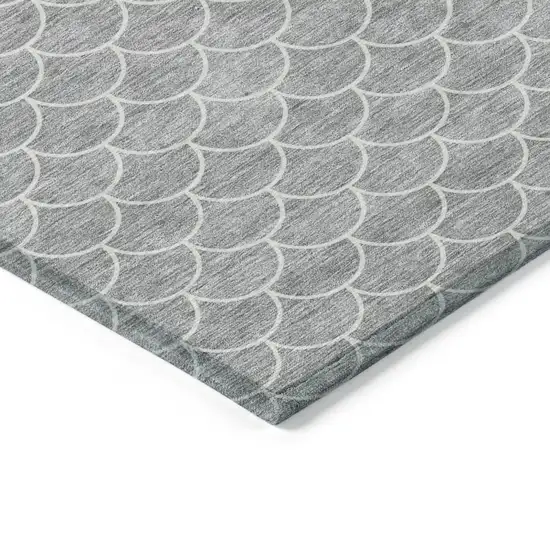 Gray And Ivory Geometric Washable Indoor Outdoor Area Rug Photo 4