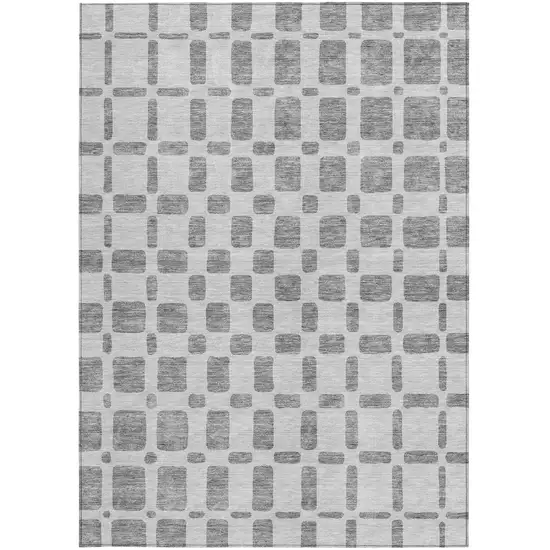 Gray And Ivory Geometric Washable Indoor Outdoor Area Rug Photo 6