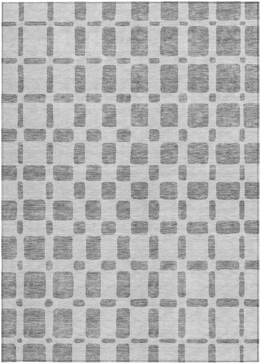 Gray And Ivory Geometric Washable Indoor Outdoor Area Rug Photo 6