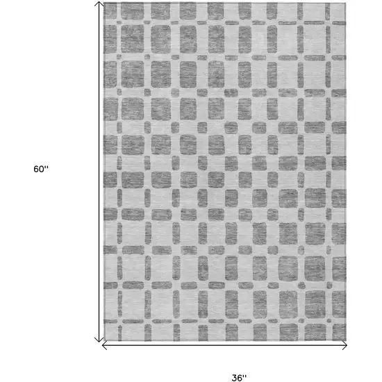 Gray And Ivory Geometric Washable Indoor Outdoor Area Rug Photo 3