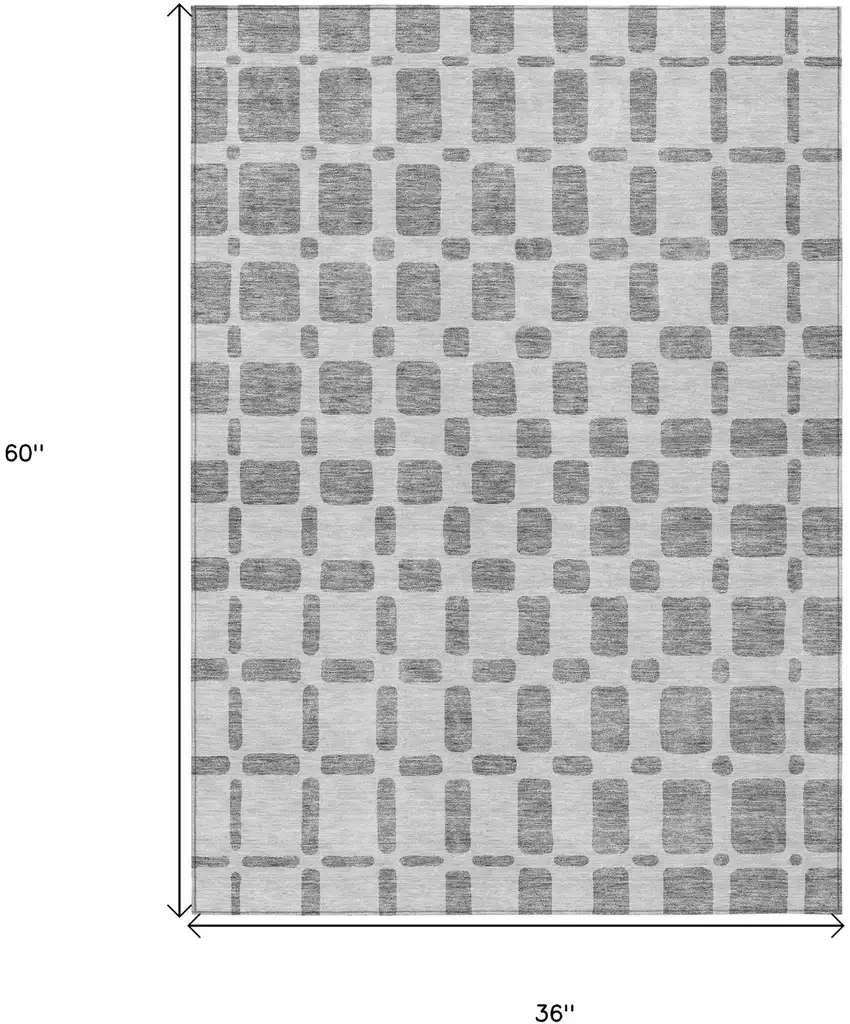 Gray And Ivory Geometric Washable Indoor Outdoor Area Rug Photo 3