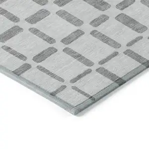 Photo of Gray And Ivory Geometric Washable Indoor Outdoor Area Rug