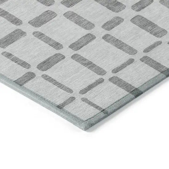 Gray And Ivory Geometric Washable Indoor Outdoor Area Rug Photo 5