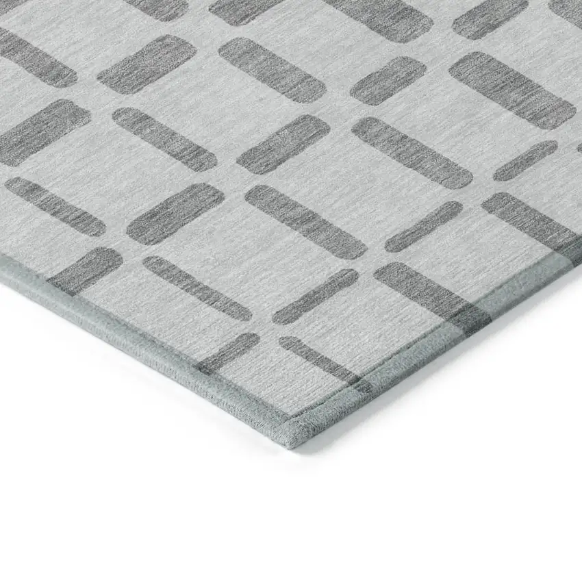 Gray And Ivory Geometric Washable Indoor Outdoor Area Rug Photo 5