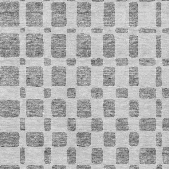 Gray And Ivory Geometric Washable Indoor Outdoor Area Rug Photo 6