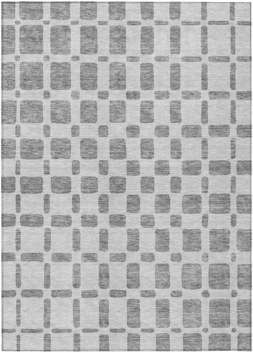 Gray And Ivory Geometric Washable Indoor Outdoor Area Rug Photo 2