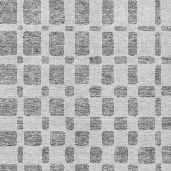 Gray And Ivory Geometric Washable Indoor Outdoor Area Rug Photo 6