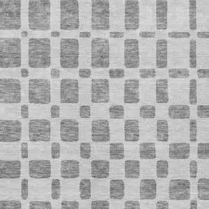 Photo of Gray And Ivory Geometric Washable Indoor Outdoor Area Rug