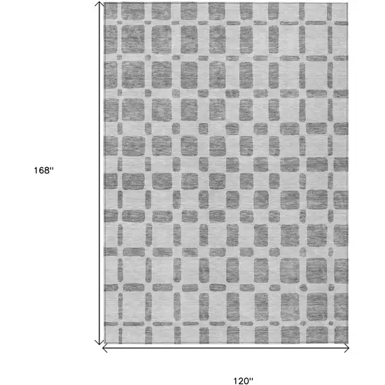 Gray And Ivory Geometric Washable Indoor Outdoor Area Rug Photo 3