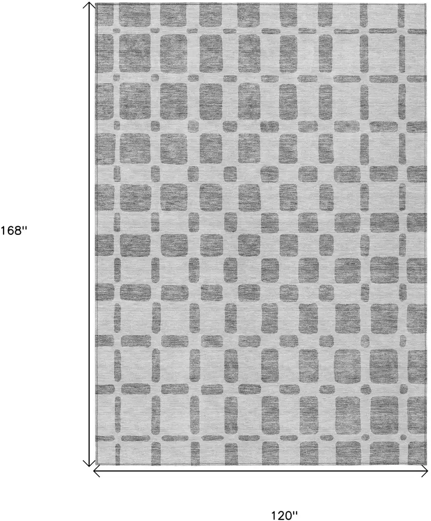 Gray And Ivory Geometric Washable Indoor Outdoor Area Rug Photo 3