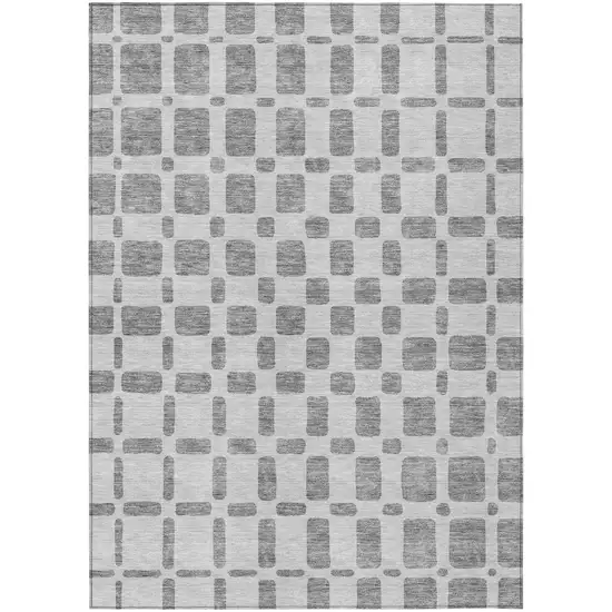 Gray And Ivory Geometric Washable Indoor Outdoor Area Rug Photo 2