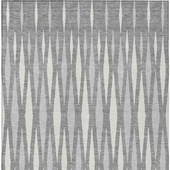 Gray And Ivory Geometric Washable Indoor Outdoor Area Rug Photo 6
