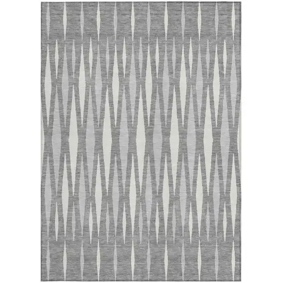 Gray And Ivory Geometric Washable Indoor Outdoor Area Rug Photo 7
