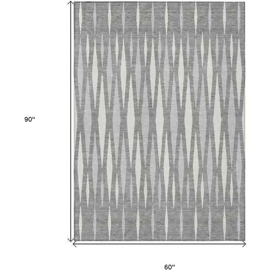 Gray And Ivory Geometric Washable Indoor Outdoor Area Rug Photo 3