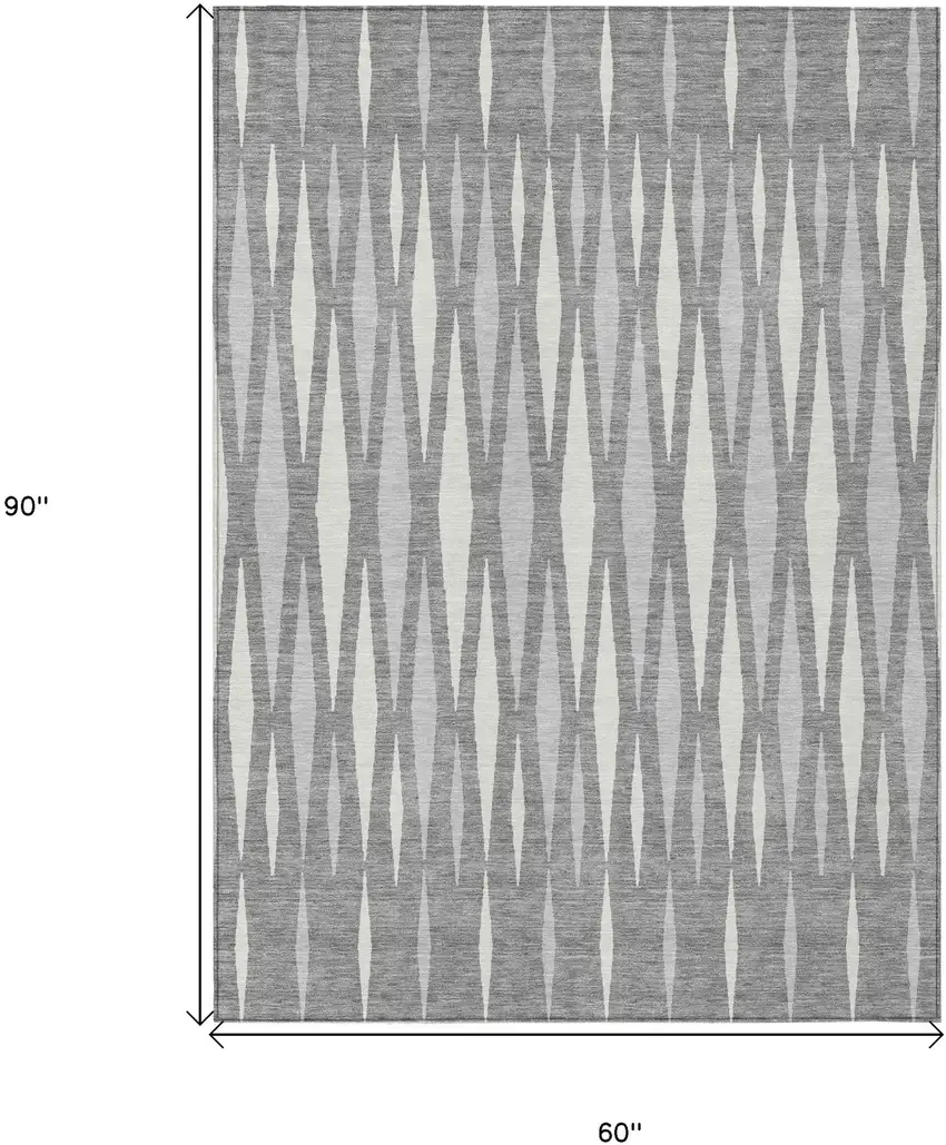 Gray And Ivory Geometric Washable Indoor Outdoor Area Rug Photo 3