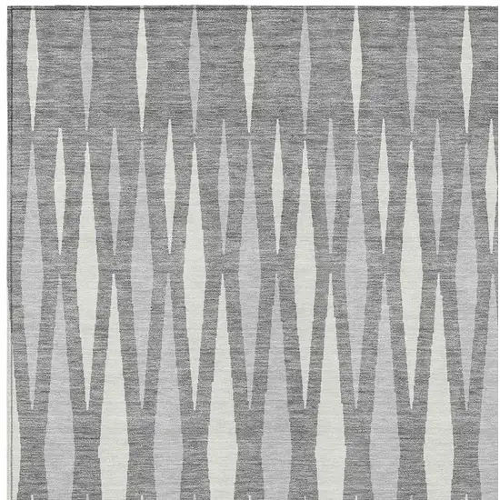 Gray And Ivory Geometric Washable Indoor Outdoor Area Rug Photo 6