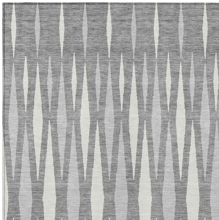 Gray And Ivory Geometric Washable Indoor Outdoor Area Rug Photo 6