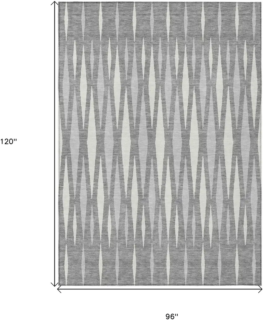 Gray And Ivory Geometric Washable Indoor Outdoor Area Rug Photo 3