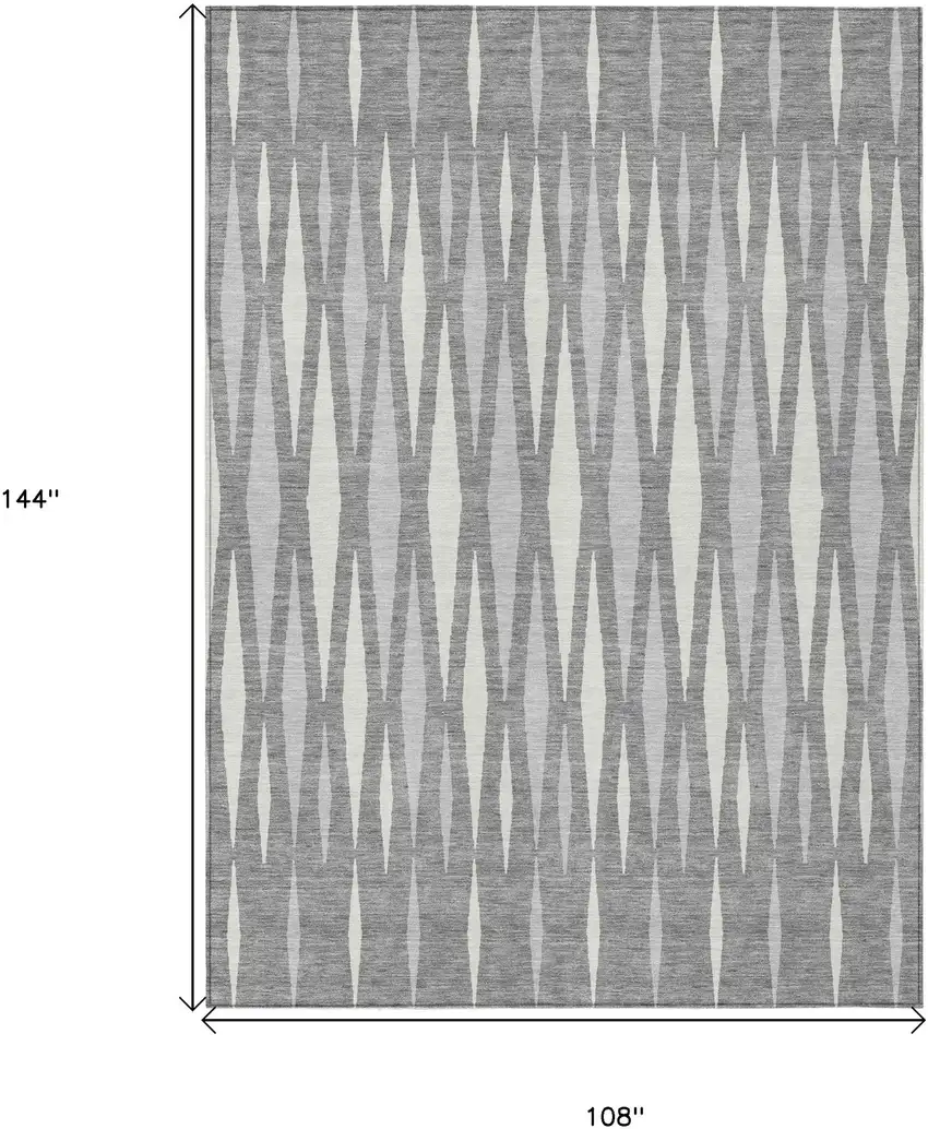 Gray And Ivory Geometric Washable Indoor Outdoor Area Rug Photo 3