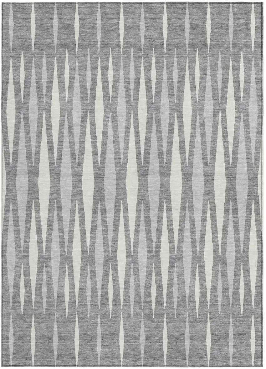 Gray And Ivory Geometric Washable Indoor Outdoor Area Rug Photo 6