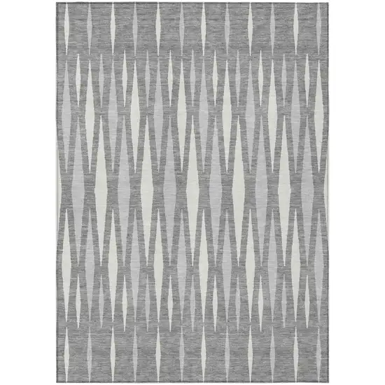 Gray And Ivory Geometric Washable Indoor Outdoor Area Rug Photo 2