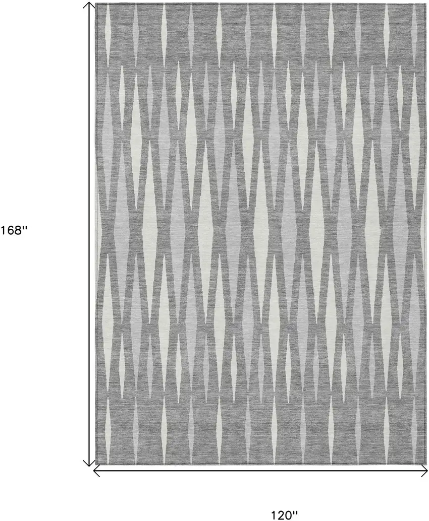 Gray And Ivory Geometric Washable Indoor Outdoor Area Rug Photo 3