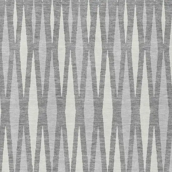 Gray And Ivory Geometric Washable Indoor Outdoor Area Rug Photo 6