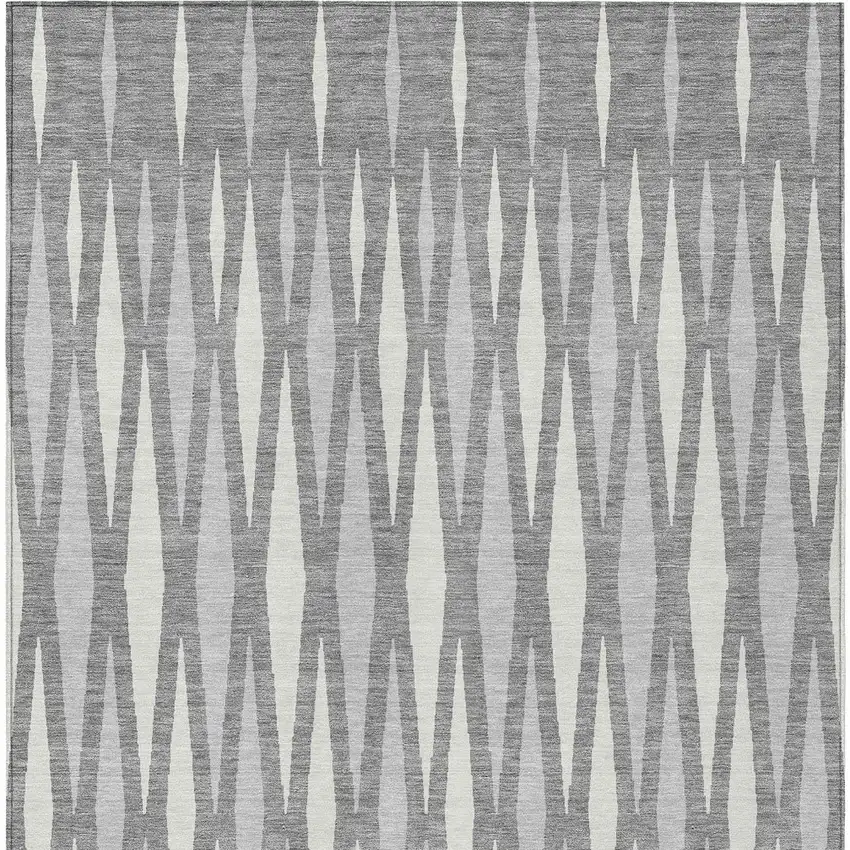 Gray And Ivory Geometric Washable Indoor Outdoor Area Rug Photo 7